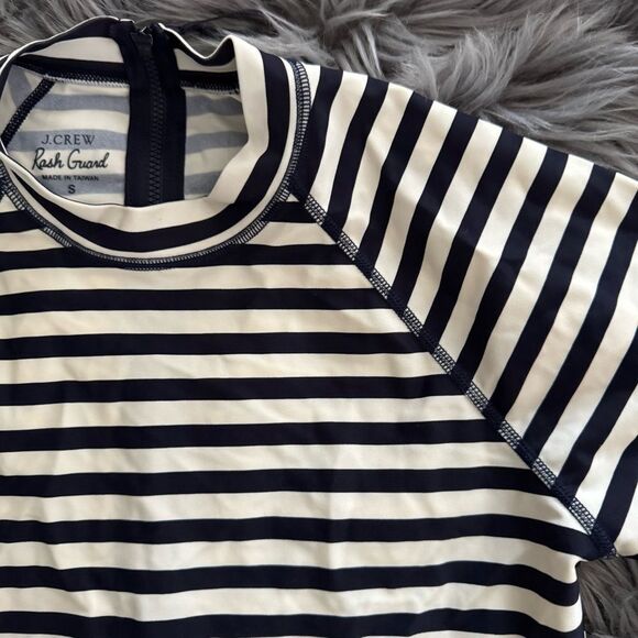 J. Crew Navy and White Striped Long Sleeve Tee - Picture 2 of 7